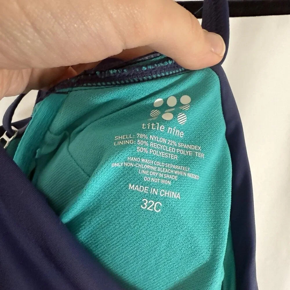 Title Nine Swim top Women's 32C Blue Padded Sleeveless Pullover Adjustable
